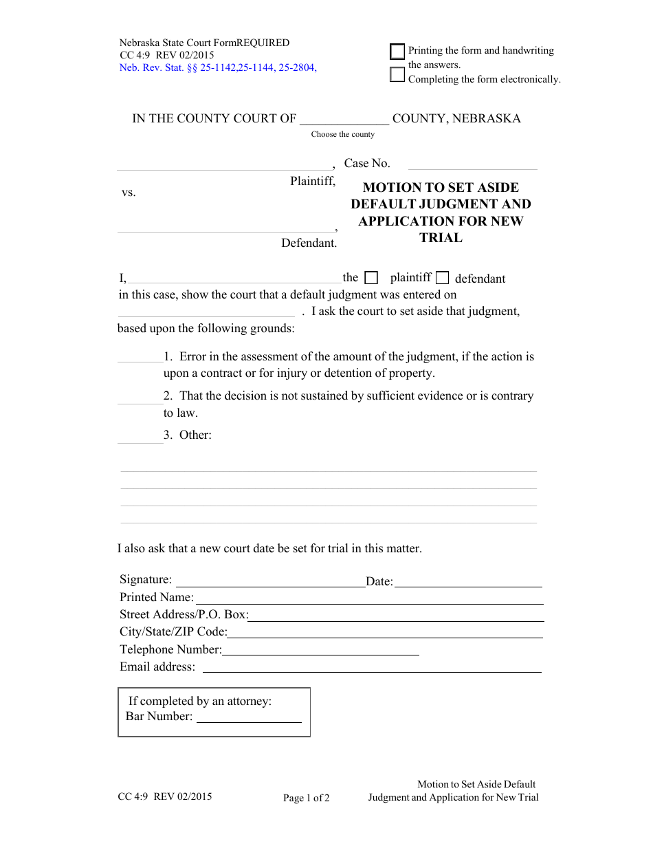 Form CC4:9 Fill Out Sign Online and Download Fillable PDF Nebraska Form CC4:9 Fill Out Sign Online and Download Fillable PDF Nebraska
