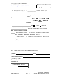 Form CC4:9 Motion to Set Aside Default Judgment and Application for New Trial - Nebraska