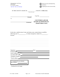 Document preview: Form CC4:2 Counterclaim or Setoff of Defendant (Small Claims Court) - Nebraska