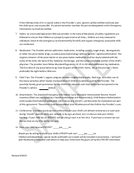 Parent-Provider Agreement - Sample - Maryland, Page 3