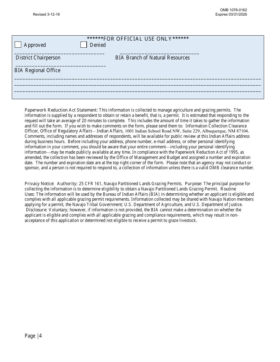 Form 5-2022 The Navajo Nation Partition Lands Grazing Permit Modification / Transfer Agreement, Page 4