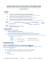 Document preview: Instructions for Form CC GLOBAL-ACCEPTANCE Acceptances, Guardianships and/or Conservatorships, All Variations Included - Nebraska (English/Spanish)