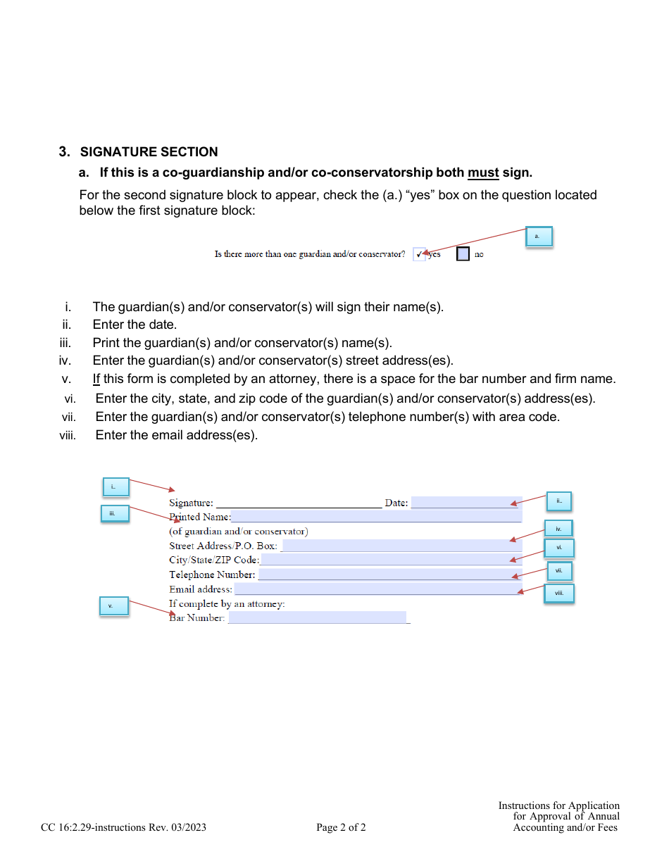Instructions for Form CC16:2.29 Application for Approval of Annual Accounting and / or Fees - Nebraska, Page 2
