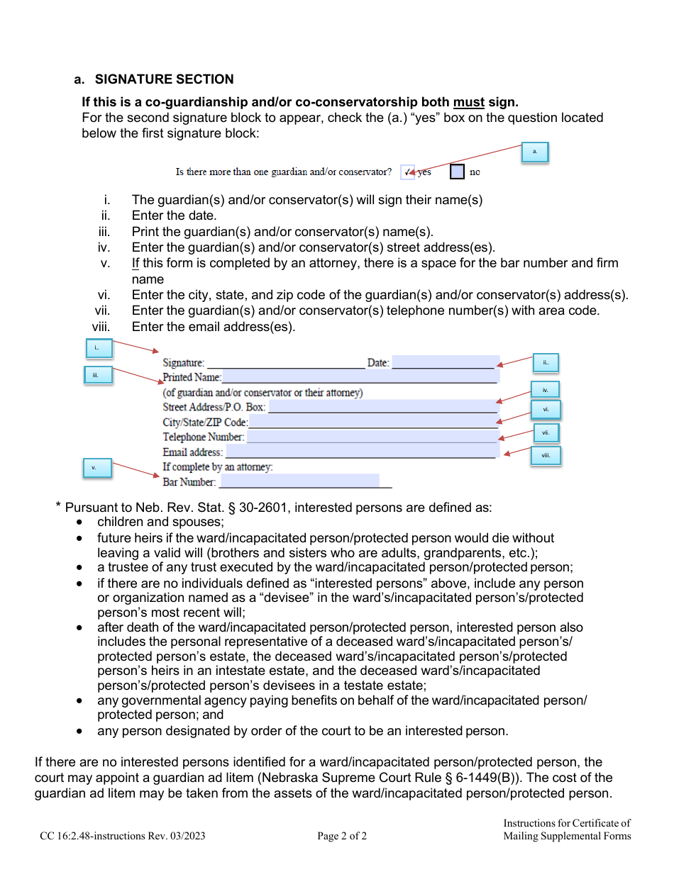 Instructions for Form CC16:2.48 Certificate of Mailing Supplemental Annual Budget Reporting Form(S) - Nebraska, Page 2