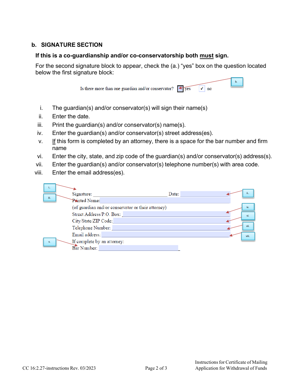 Instructions for Form CC16:2.27 Certificate of Mailing Application for Withdrawal of Funds - Nebraska, Page 2
