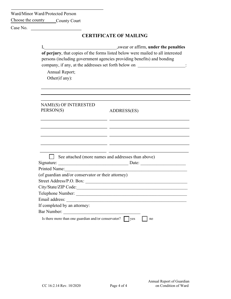 Form CC16:2.14 Annual Report of Guardian on Condition of Ward - Nebraska, Page 4