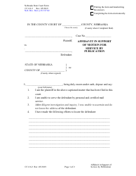 Document preview: Form CC6:6.2 Affidavit in Support of Motion for Service by Publication - Nebraska
