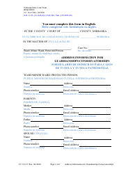 Document preview: Form CC16:2.5 Address Information for Guardianships/Conservatorships - Nebraska (English/Spanish)