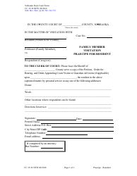 Document preview: Form CC15:22 Family Member Visitation Praecipe for Resident - Nebraska