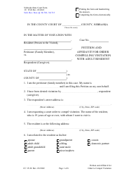 Document preview: Form CC15:20 Petition and Affidavit for Order Compelling Visitation With Adult Resident - Nebraska