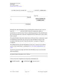 Document preview: Form CC3:13 Fence Dispute Complaint - Nebraska