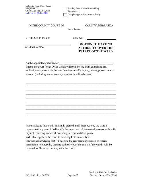 Form CC16:3.21  Printable Pdf