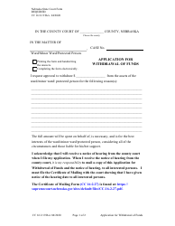 Form CC16:2.19 Application for Withdrawal of Funds - Nebraska
