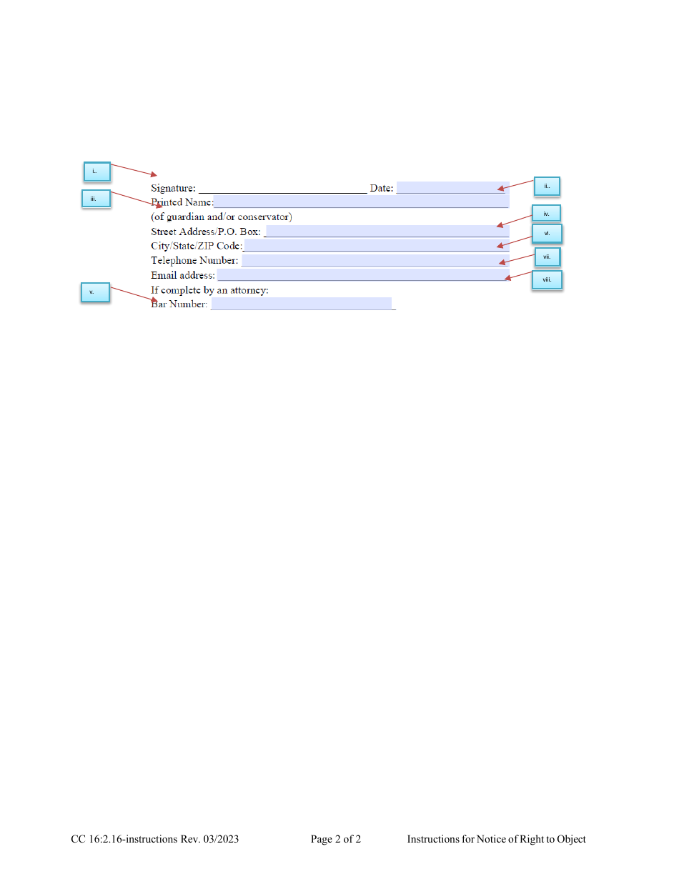 Instructions for Form CC16:2.16 Notice of Right to Object - Nebraska, Page 2