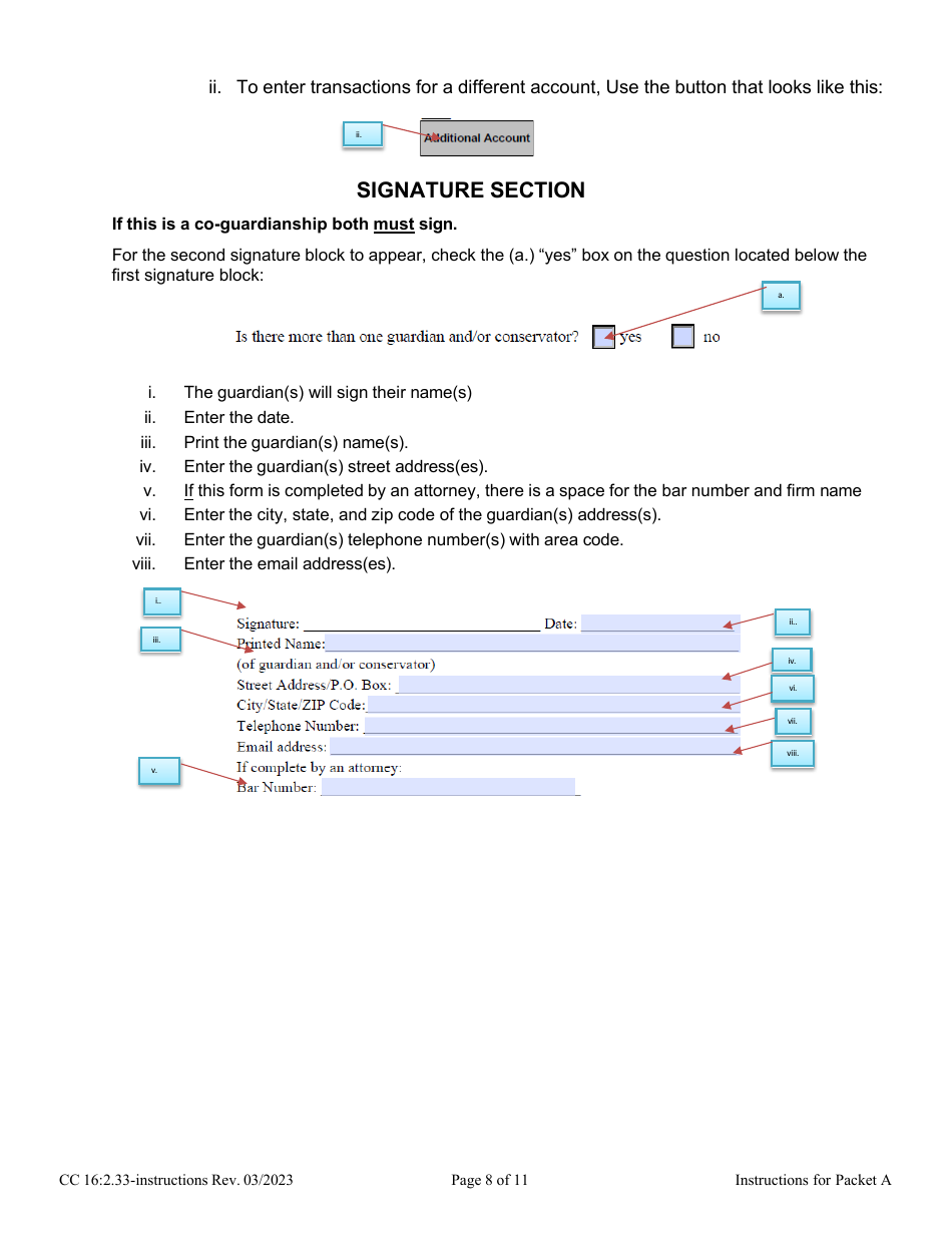 Instructions for Form CC16:2.33 Packet a - Guardianship Annual Reporting Forms - Nebraska, Page 8