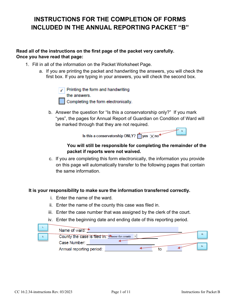 Download Instructions For Form CC16:2.34 Packet B - Guardianship With ...