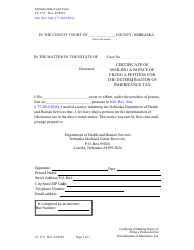 Document preview: Form CC15:5 Certificate of Mailing a Notice of Filing a Petition for the Determination of Inheritance Tax - Nebraska
