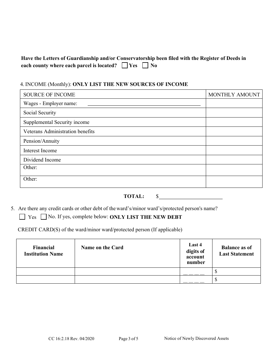 Form CC16:2.18 Notice of Newly Discovered Assets - Nebraska, Page 3