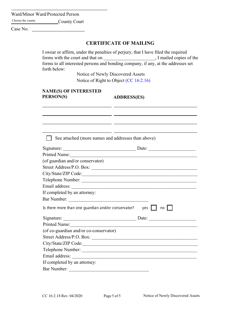 Form CC16:2.18 Notice of Newly Discovered Assets - Nebraska, Page 5