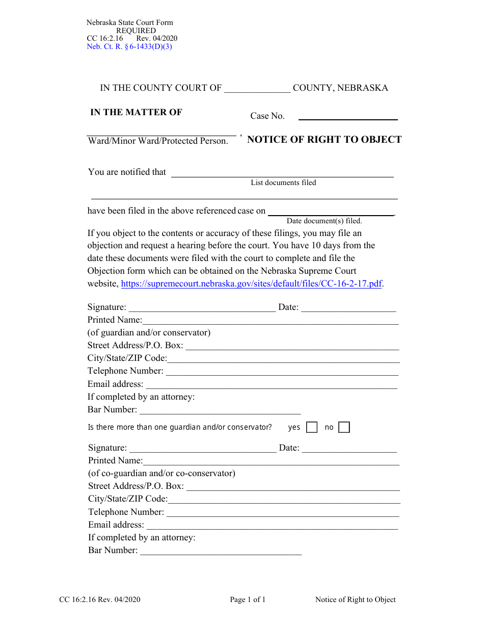 Form CC16:2.18 Notice of Newly Discovered Assets - Nebraska, Page 6