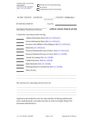 Form CC16:2.38 Application for Waiver - Nebraska