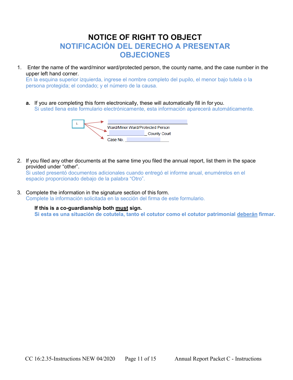 Instructions for Form CC16:2.35 Packet C - Conservatorship Annual Reporting Forms - Nebraska (English / Spanish), Page 11