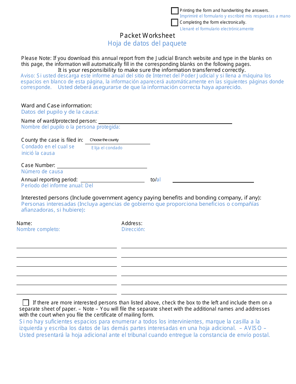 Form CC16:2.36M Packet Md - Guardianship and Conservatorship for a Minor Annual Reporting Forms - Nebraska (English / Spanish), Page 5