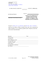 Form CC16:2.128 Notice of Emergency Nomination of the Public Guardian and Certificate of Mailing - Nebraska