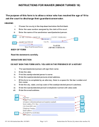 Document preview: Instructions for Form CC16:2.60 Waiver (Minor Turned 19) - Nebraska