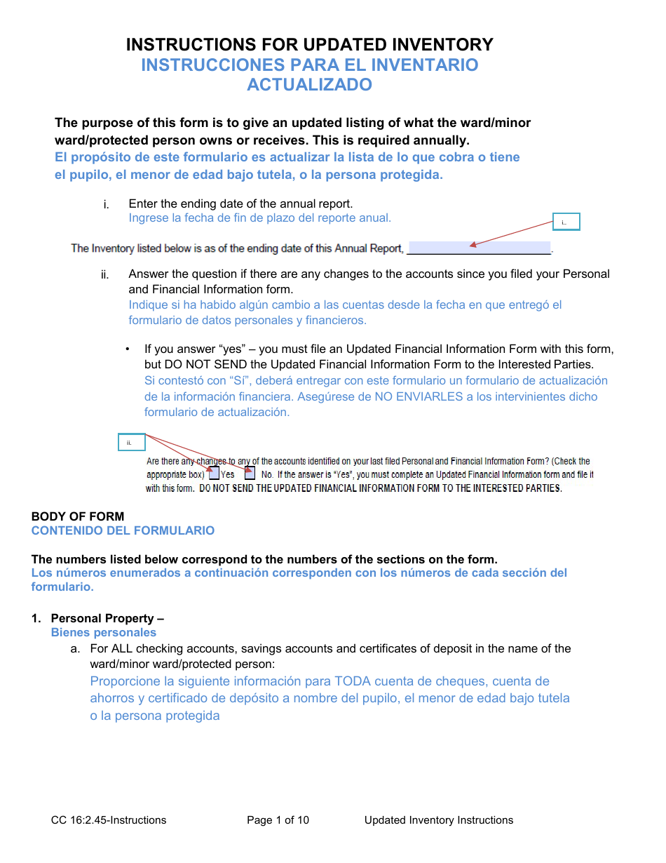 Download Instructions for Form CC16:2.45 Updated Inventory PDF ...