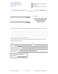 Document preview: Form CC3:24 Praecipe for Writ of Restitution/Execution - Nebraska
