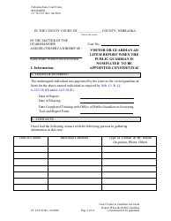 Document preview: Form CC16:2.93 Visitor or Guardian Ad Litem Report When the Public Guardian Is Nominated to Be Appointed Confidential - Nebraska