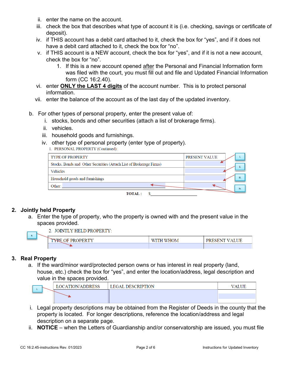 Instructions for Form CC16:2.45 Updated Inventory - Nebraska, Page 2