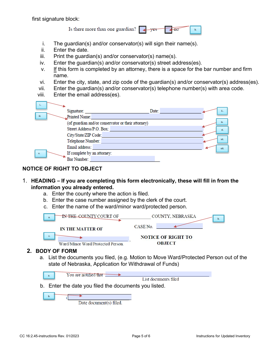 Instructions for Form CC16:2.45 Updated Inventory - Nebraska, Page 5