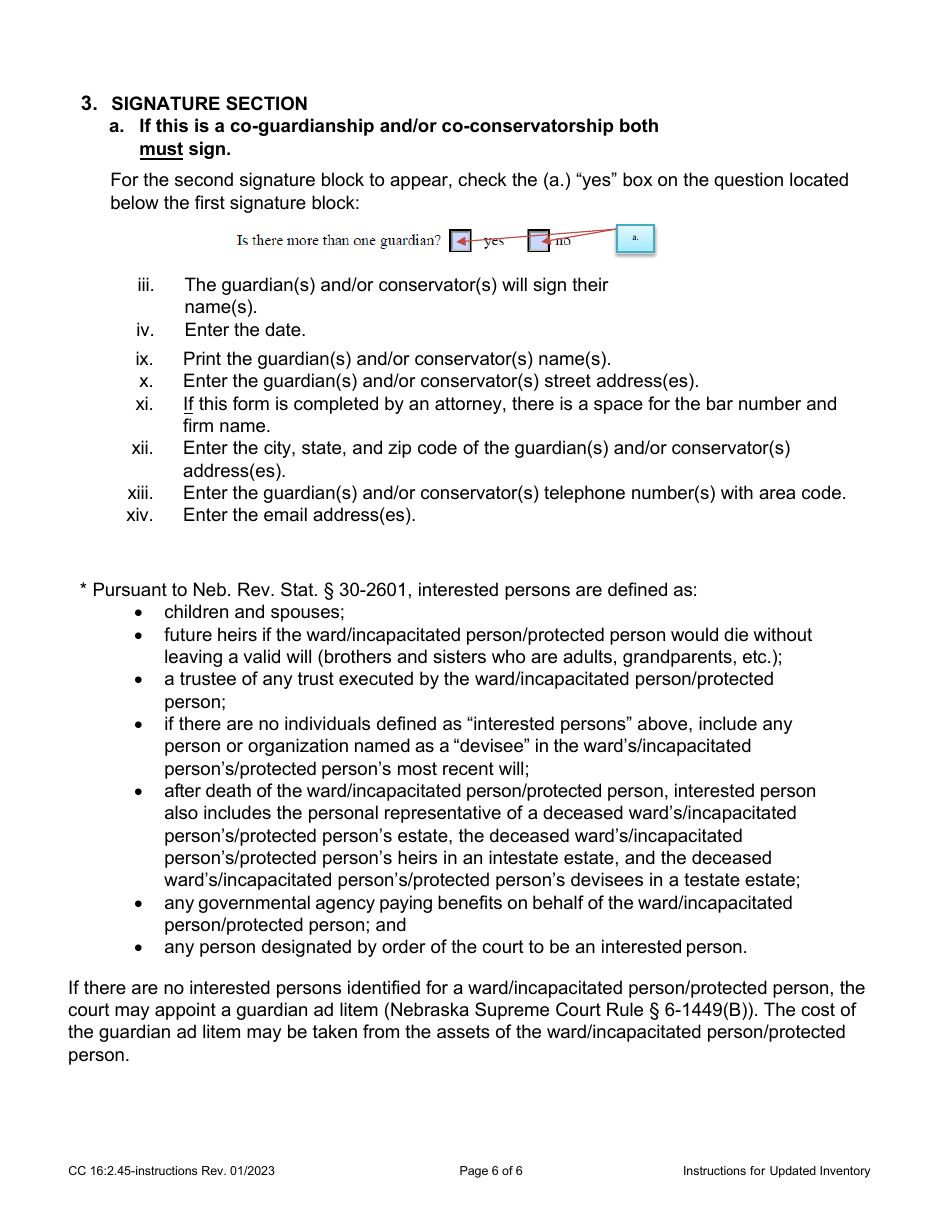 Instructions for Form CC16:2.45 Updated Inventory - Nebraska, Page 6