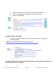 Instructions for Form CC16:2.10W Waiver of Notice - Nebraska, Page 2