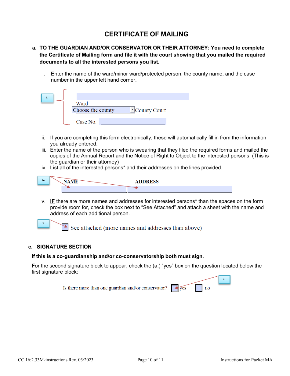 Instructions for Form CC16:2.33M Packet Ma - Guardianship for a Minor Annual Reporting Forms - Nebraska, Page 10