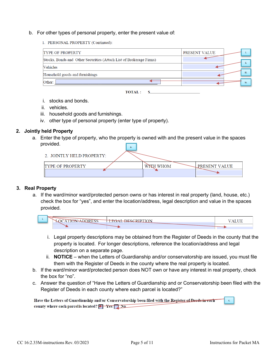 Instructions for Form CC16:2.33M Packet Ma - Guardianship for a Minor Annual Reporting Forms - Nebraska, Page 5