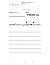 Document preview: Form CC16:2.88 Response to Court Visitor or Guardian Ad Litem Report - Nebraska