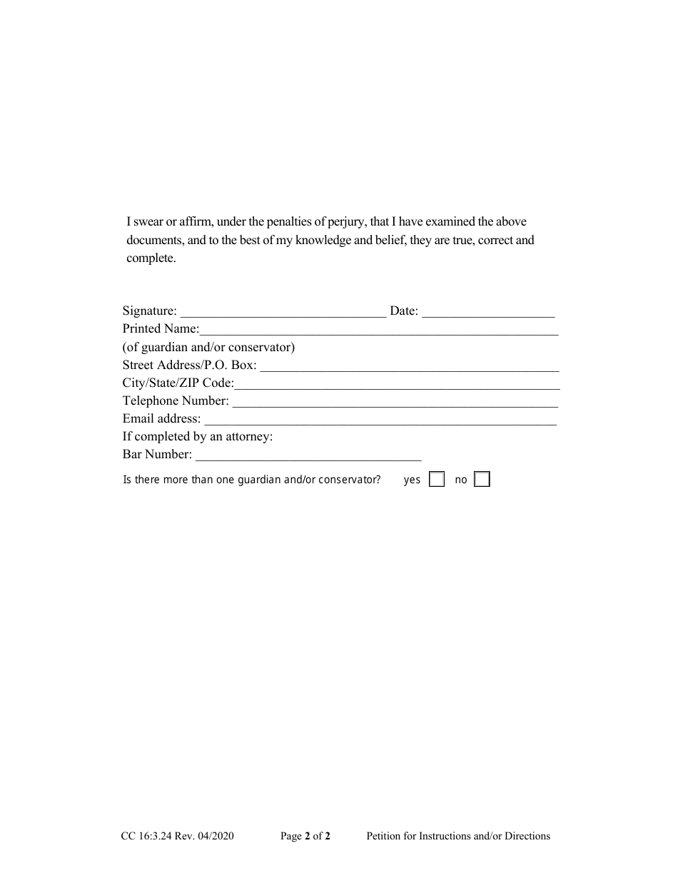 Form CC16:3.24 Petition for Instructions and / or Directions - Nebraska, Page 2
