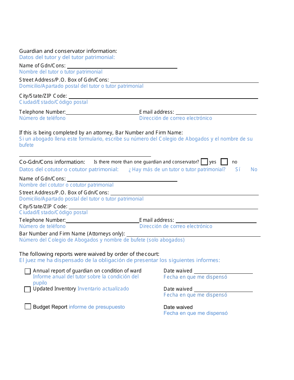 Form CC16:2.34M Packet Mb - Guardianship for a Minor With a Budget Annual Reporting Forms - Nebraska (English / Spanish), Page 6