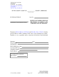 Form CC16:2.89 Notice of Nomination of the Public Guardian and Certificate of Mailing - Nebraska