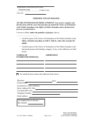 Form CC16:2.89 Notice of Nomination of the Public Guardian and Certificate of Mailing - Nebraska, Page 2