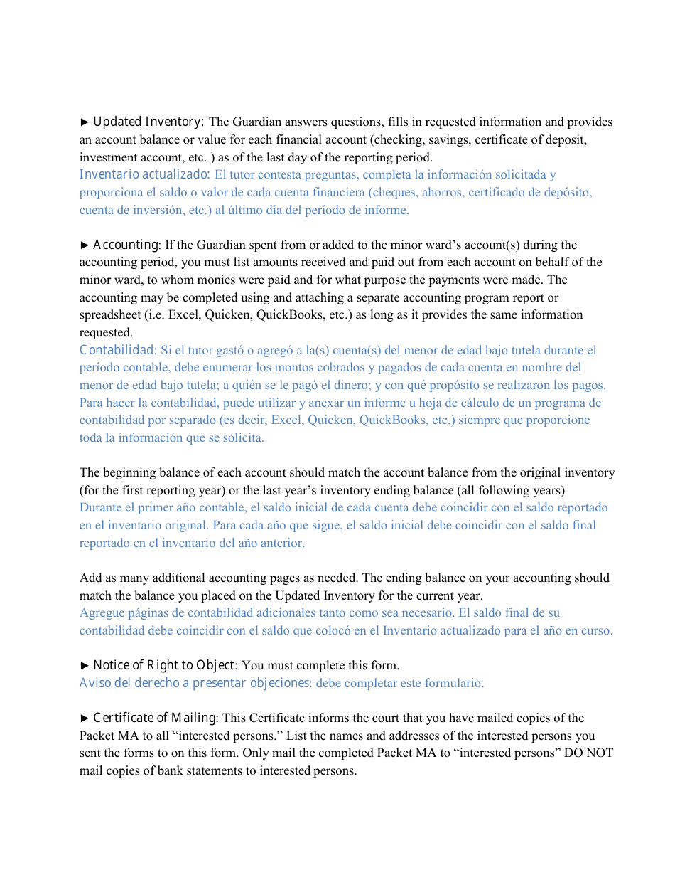 Form CC16:2.33M Packet Ma - Guardianship for a Minor Annual Reporting Forms - Nebraska (English / Spanish), Page 3