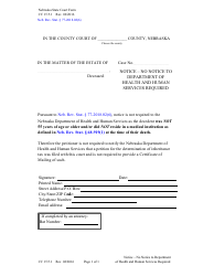 Document preview: Form CC15:5.1 Notice - No Notice to Department of Health and Human Services Required - Nebraska