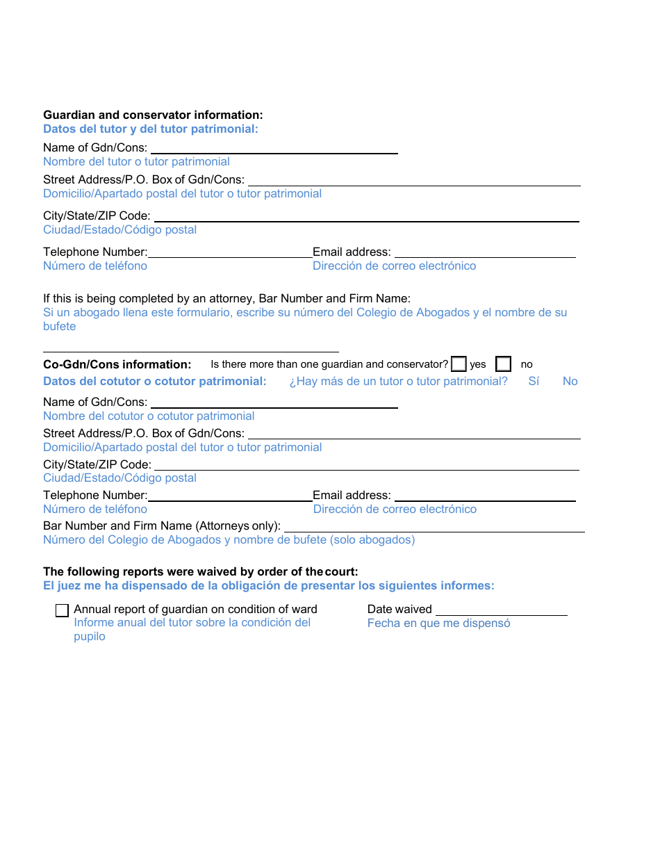 Form CC16:2.37 Packet E - Guardianship With No Authority Over the Estate of the Ward Annual Reporting Forms - Nebraska (English / Spanish), Page 4