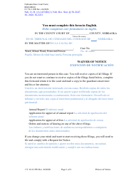 Document preview: Form CC16:2.10W Waiver of Notice - Nebraska (English/Spanish)