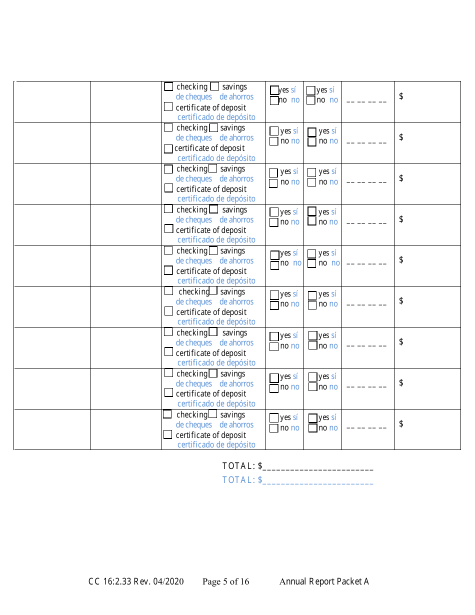 Form CC16:2.33 Packet a - Guardianship Annual Reporting Forms - Nebraska (English / Spanish), Page 11