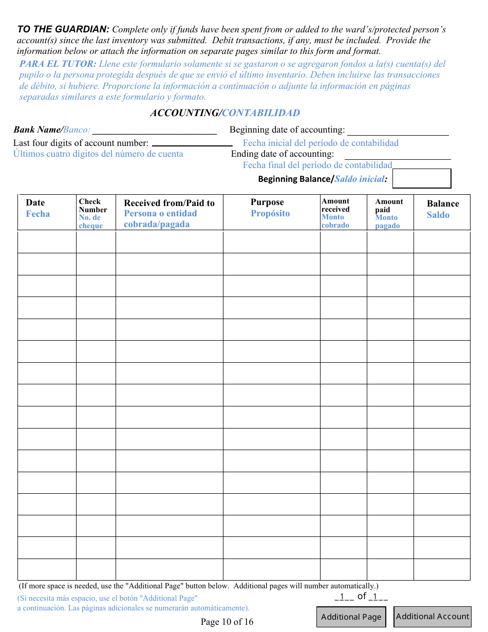 Form CC16:2.33 Packet a - Guardianship Annual Reporting Forms - Nebraska (English / Spanish), Page 16