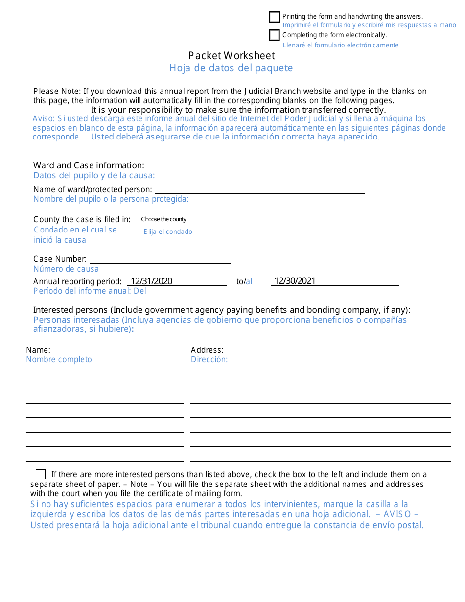 Form CC16:2.33 Packet a - Guardianship Annual Reporting Forms - Nebraska (English / Spanish), Page 5